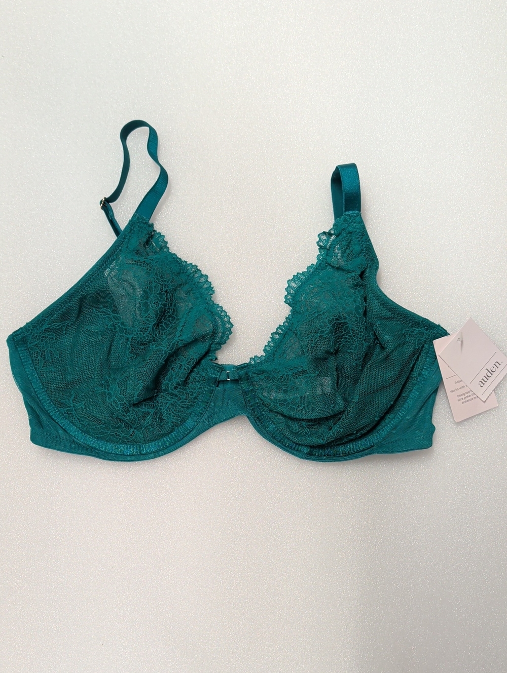 🎁 Auden Teal Floral Lace Balconette Bra